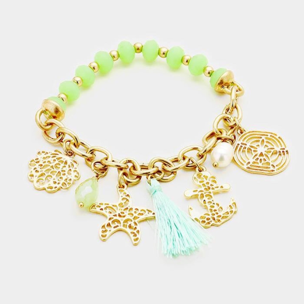 Nautical beach anchor tassel bracelet NWT